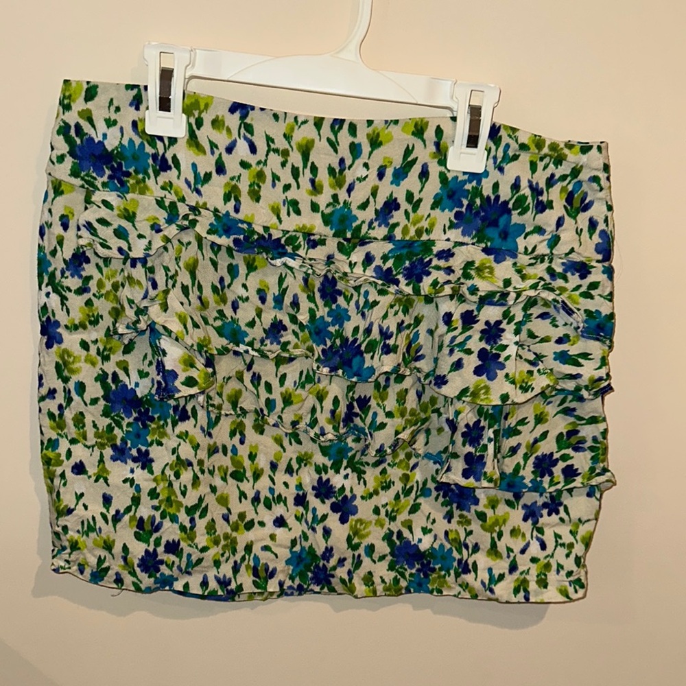 Forever 21 Blue and Green Ruched Pencil Mini Skirt